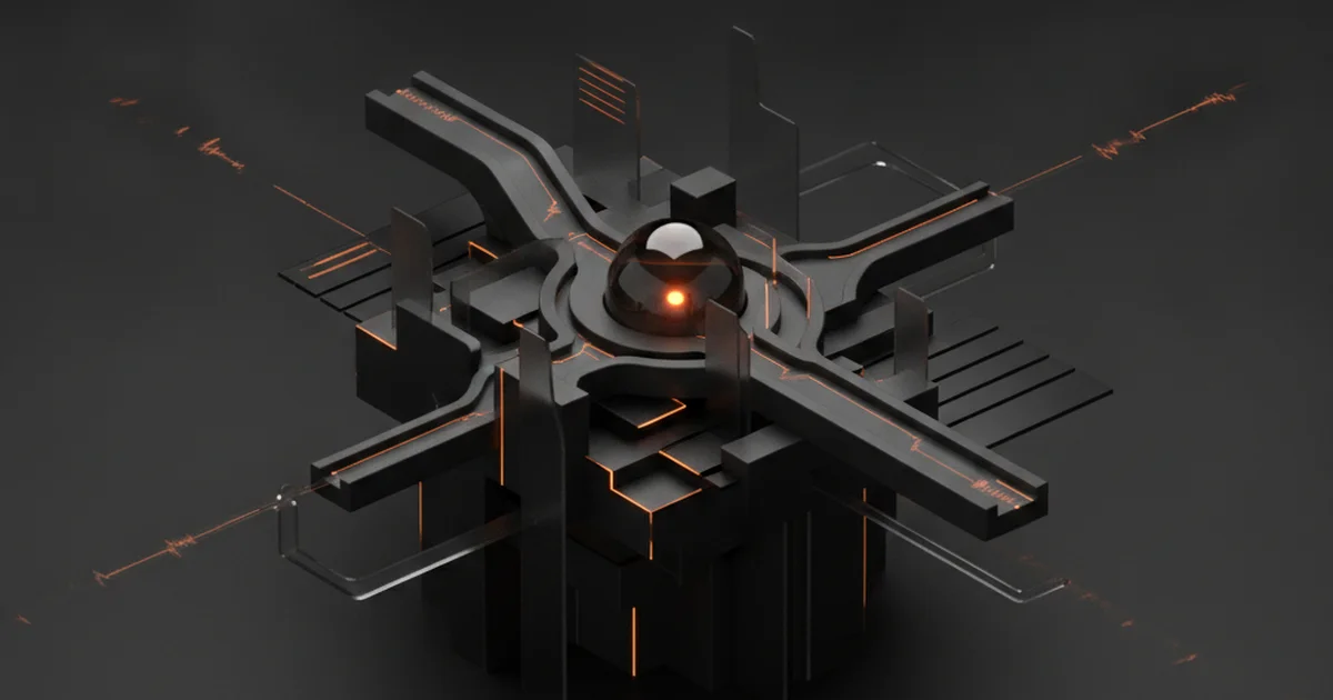 Abstract dark 3D artwork with orange light accents illustrating local search ranking factors that actually matter