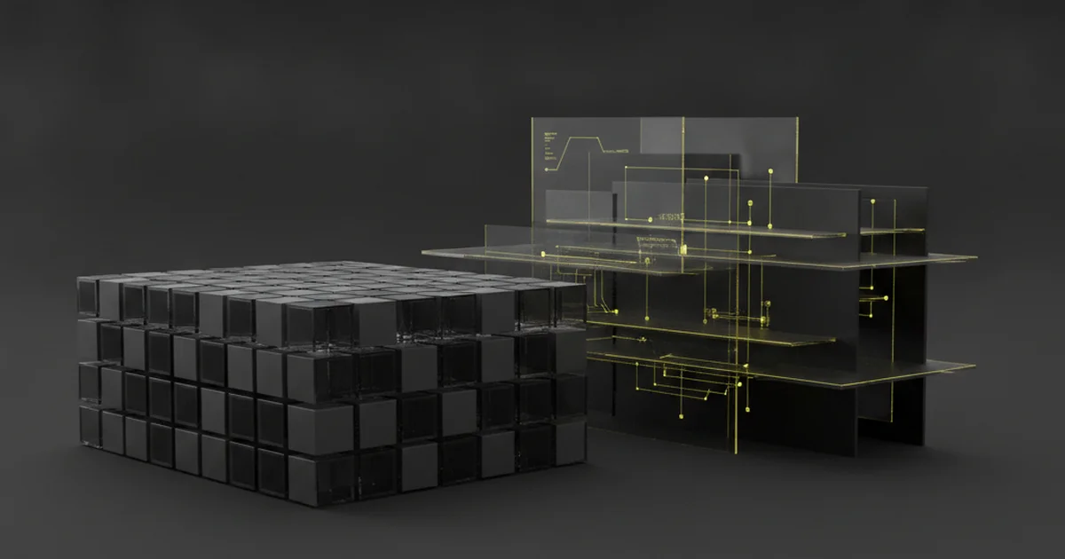 Abstract dark 3D artwork with yellow light accents illustrating directory listings vs your own structured website