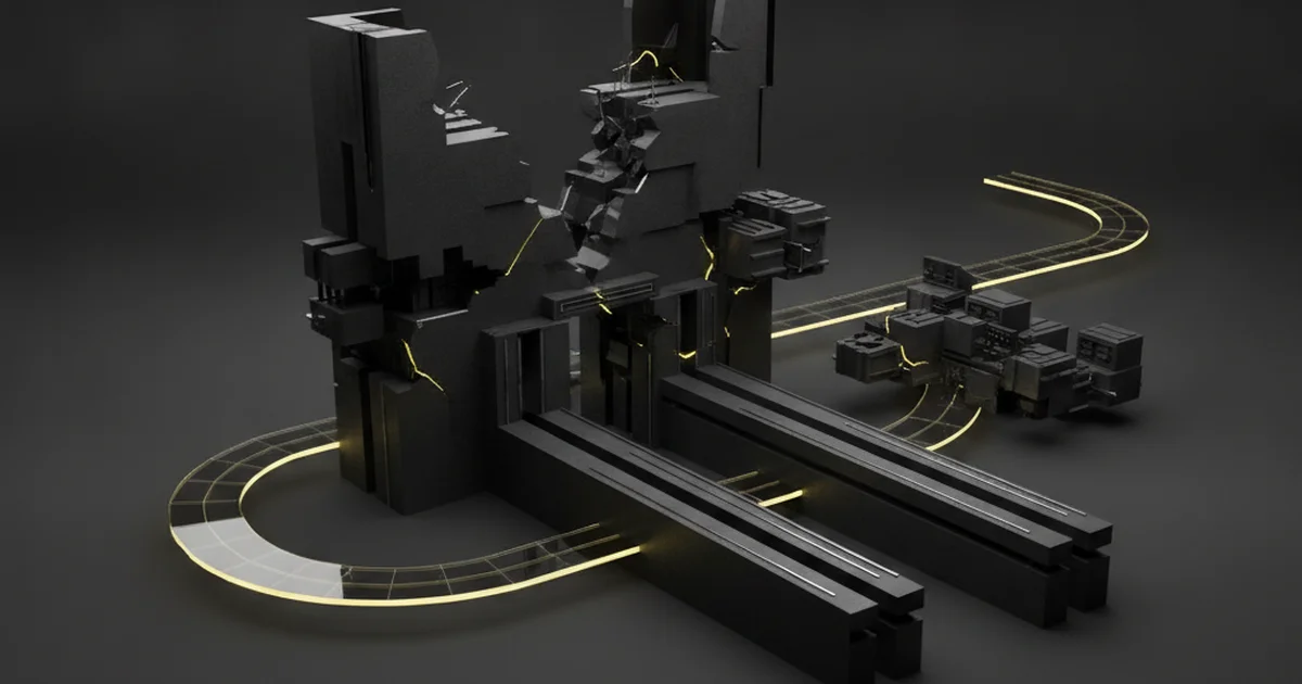 Abstract dark 3D artwork with yellow light accents illustrating the we built it and they didn't come problem