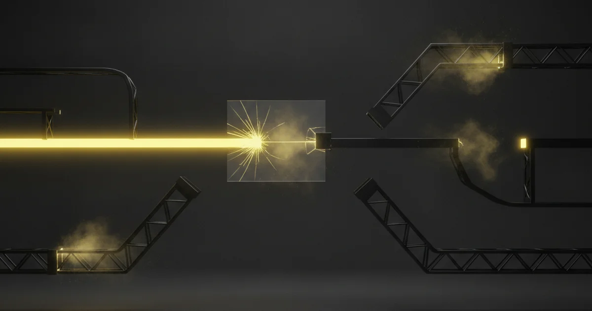 Abstract dark 3D artwork with yellow light accents illustrating why paying for google ads without structure is burning money