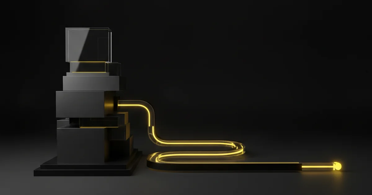 Abstract dark 3D artwork with yellow light accents illustrating why your website isn't generating leads