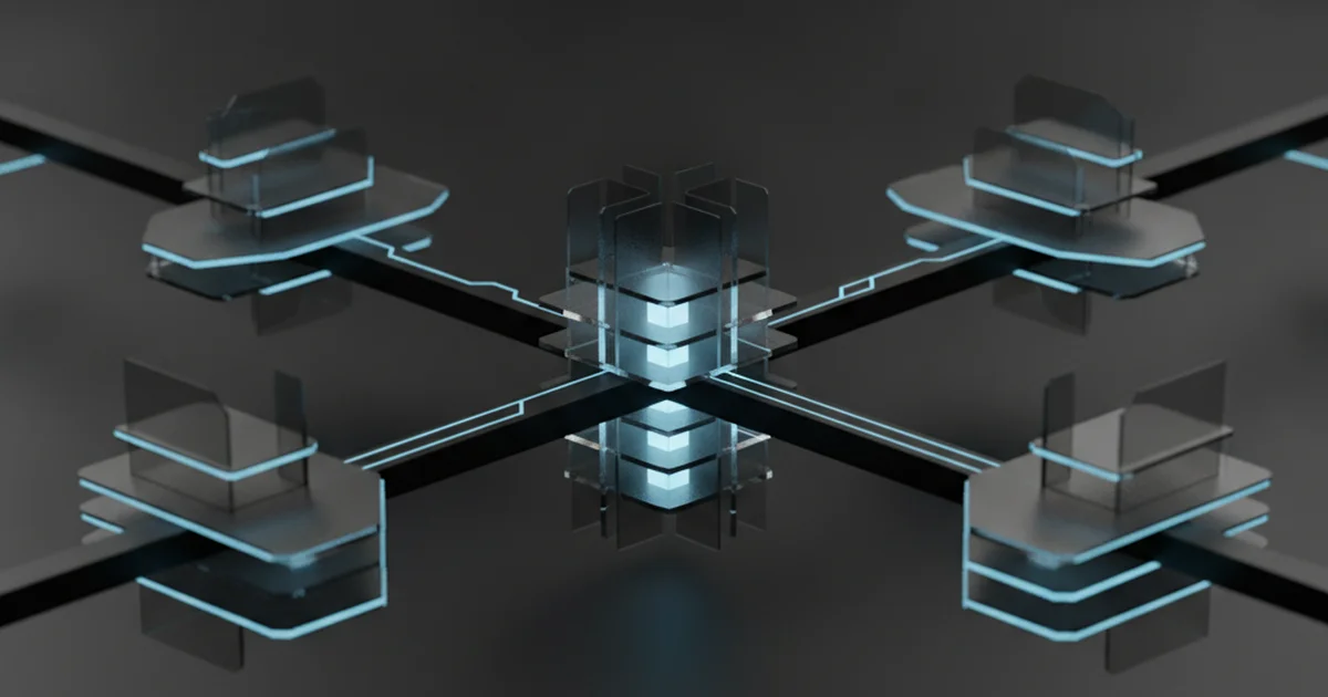Abstract dark 3D artwork with blue light accents illustrating the service location matrix explained