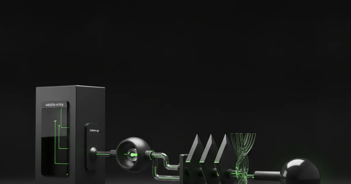 Abstract dark 3D artwork with green light accents illustrating building a lead pipeline not just a website