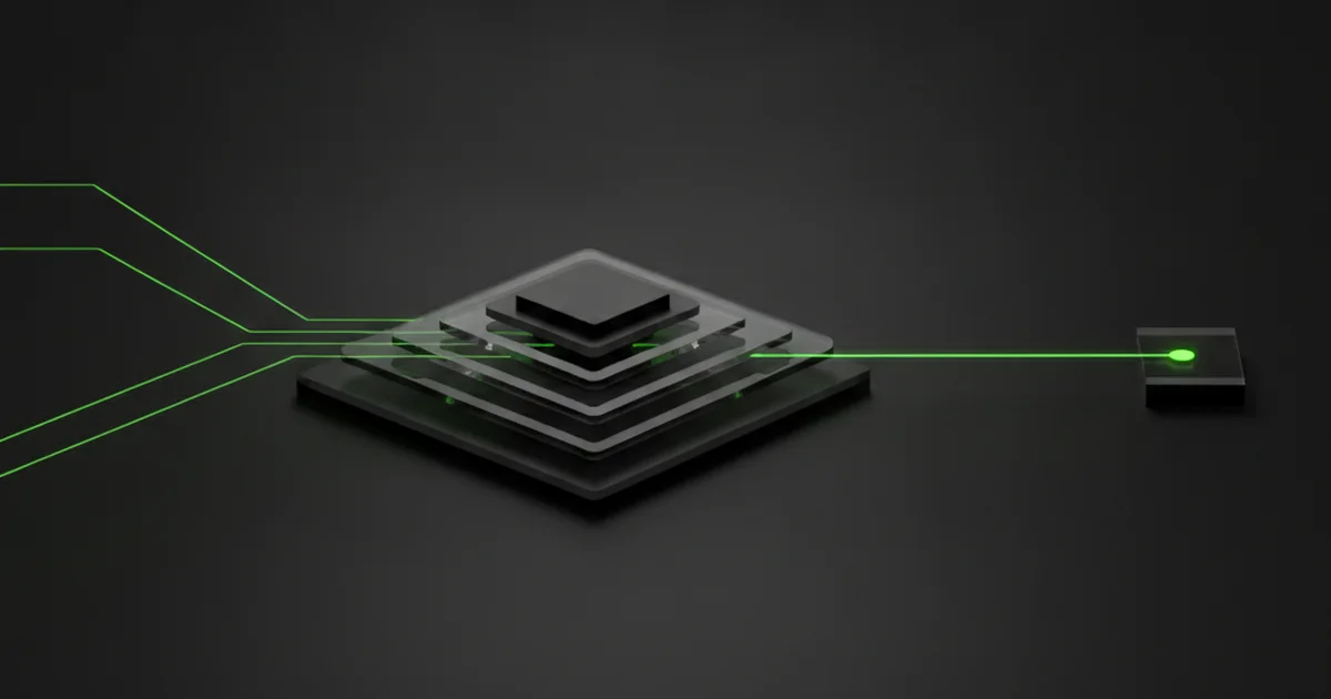 Abstract dark 3D artwork with green light accents illustrating call tracking and lead attribution for service businesses