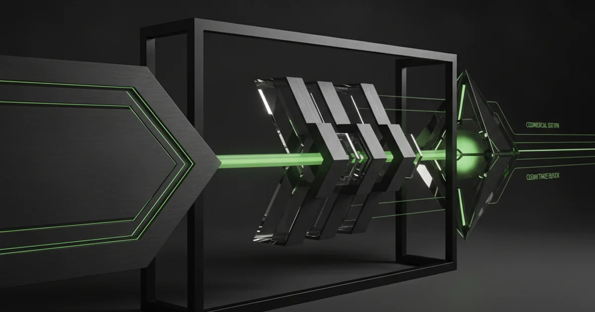 Abstract dark 3D artwork with green light accents illustrating ROI tracking for local SEO