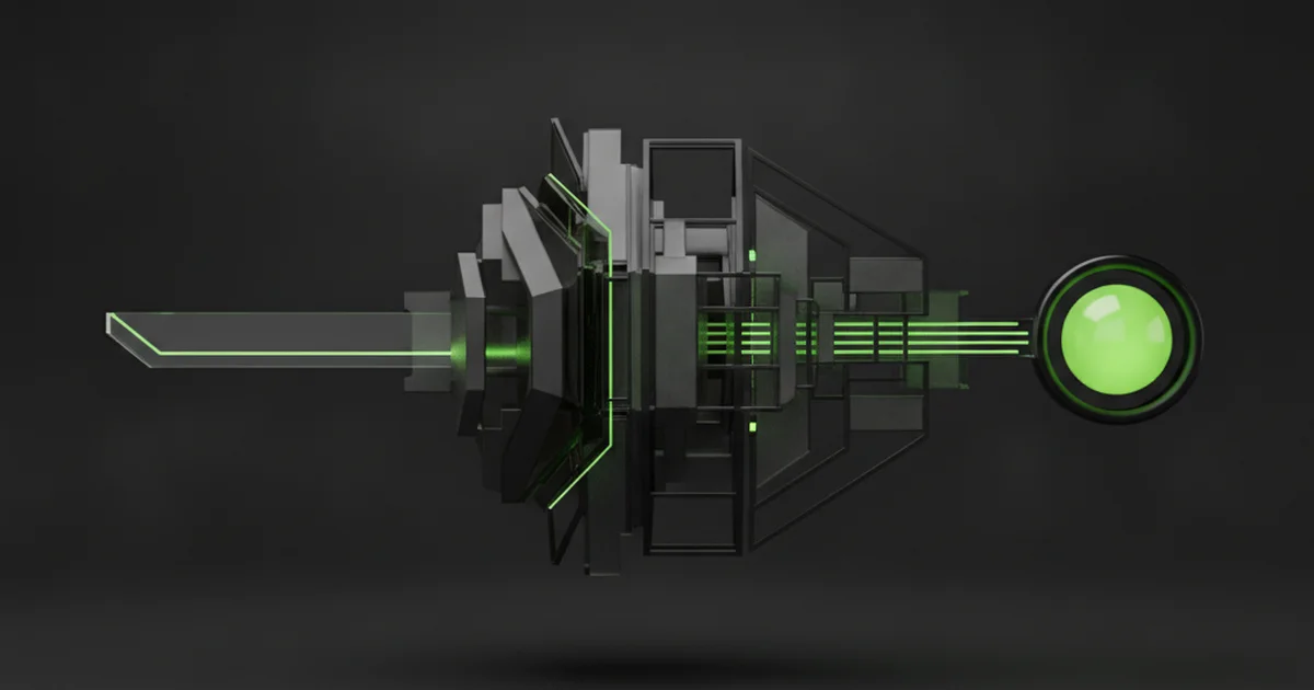 Abstract dark 3D artwork with green light accents illustrating visibility is only half the system